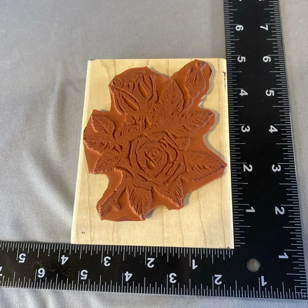 Stampin Up! Wood Rubber Stamp STIPPLE ROSE 2002 Vintage